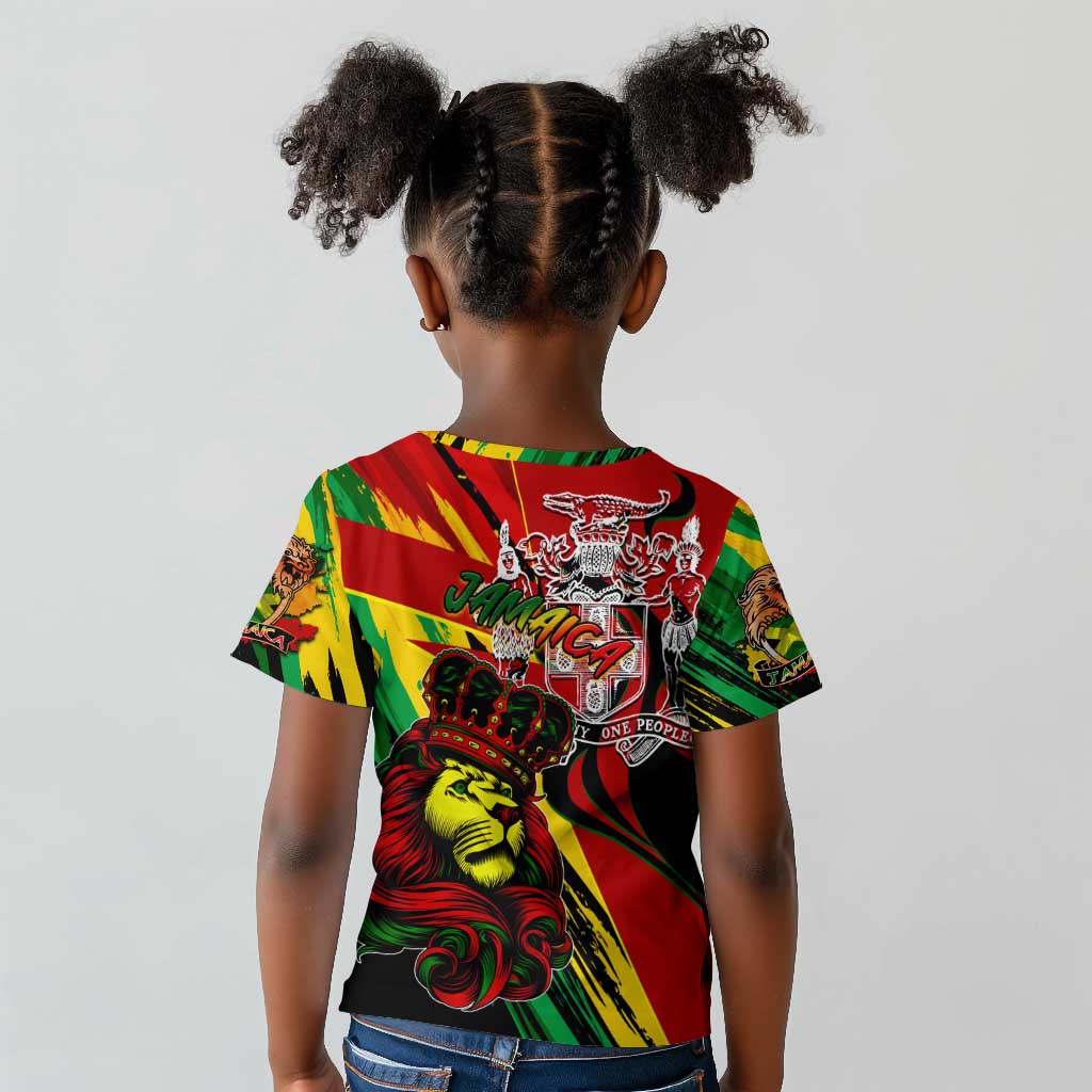 Afro Jamaica Lion Kid T shirt Coat Of Arms Rastafarianism