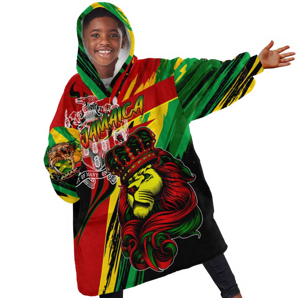 Afro Jamaica Lion Kid Wearable Blanket Hoodie Coat Of Arms Rastafarianism