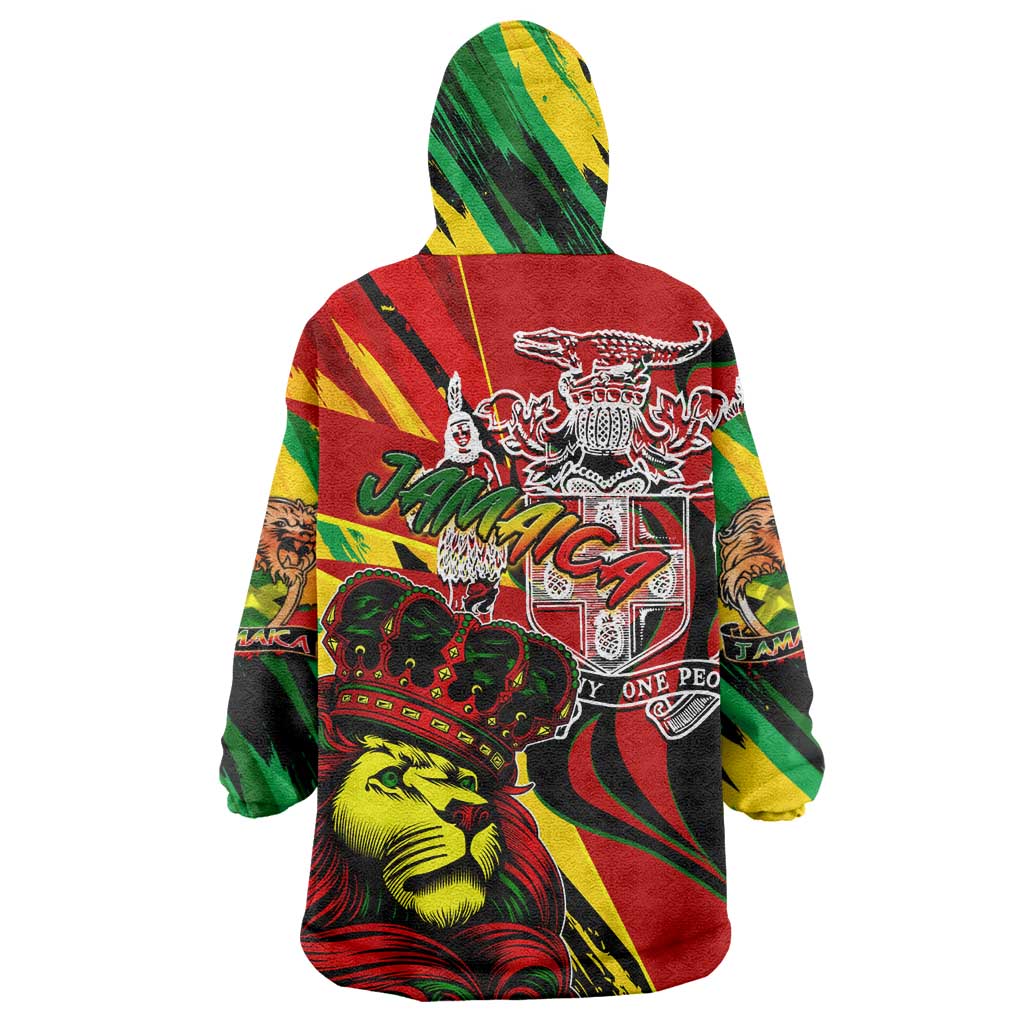 Afro Jamaica Lion Kid Wearable Blanket Hoodie Coat Of Arms Rastafarianism