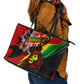 Afro Jamaica Lion Leather Tote Bag Coat Of Arms Rastafarianism