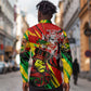 Afro Jamaica Lion Long Sleeve Button Shirt Coat Of Arms Rastafarianism