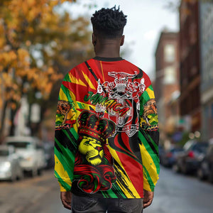 Afro Jamaica Lion Long Sleeve Shirt Coat Of Arms Rastafarianism