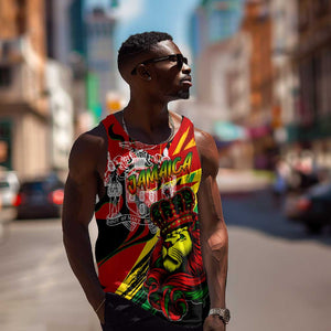 Afro Jamaica Lion Men Tank Top Coat Of Arms Rastafarianism