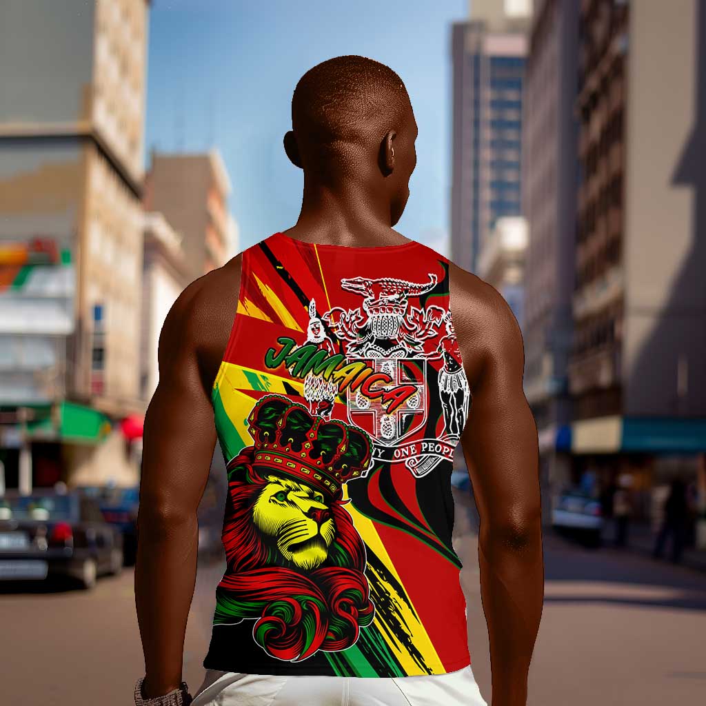 Afro Jamaica Lion Men Tank Top Coat Of Arms Rastafarianism