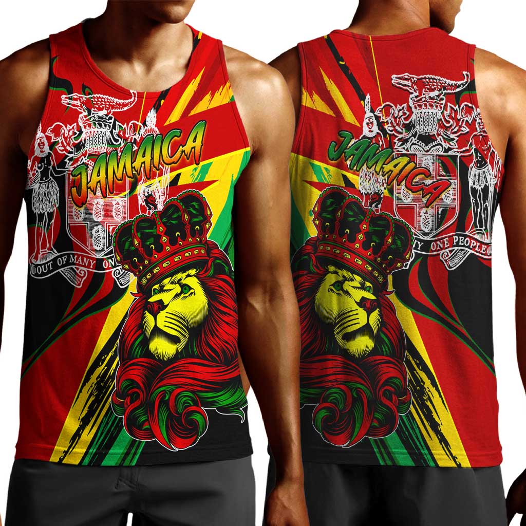 Afro Jamaica Lion Men Tank Top Coat Of Arms Rastafarianism