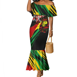 Afro Jamaica Lion Mermaid Dress Coat Of Arms Rastafarianism