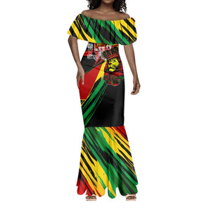 Afro Jamaica Lion Mermaid Dress Coat Of Arms Rastafarianism