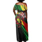 Afro Jamaica Lion Off Shoulder Maxi Dress Coat Of Arms Rastafarianism