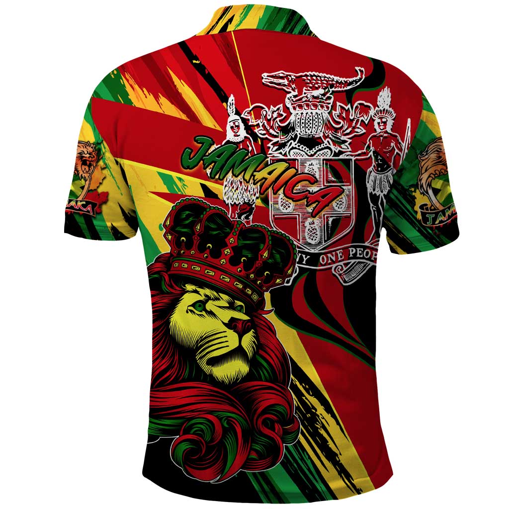 Afro Jamaica Lion Polo Shirt Coat Of Arms Rastafarianism