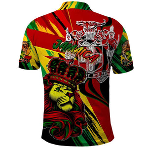 Afro Jamaica Lion Polo Shirt Coat Of Arms Rastafarianism