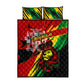 Afro Jamaica Lion Quilt Bed Set Coat Of Arms Rastafarianism