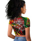 Afro Jamaica Lion Raglan Cropped T shirt Coat Of Arms Rastafarianism
