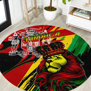 Afro Jamaica Lion Round Carpet Coat Of Arms Rastafarianism