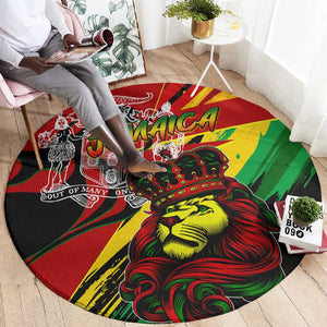 Afro Jamaica Lion Round Carpet Coat Of Arms Rastafarianism