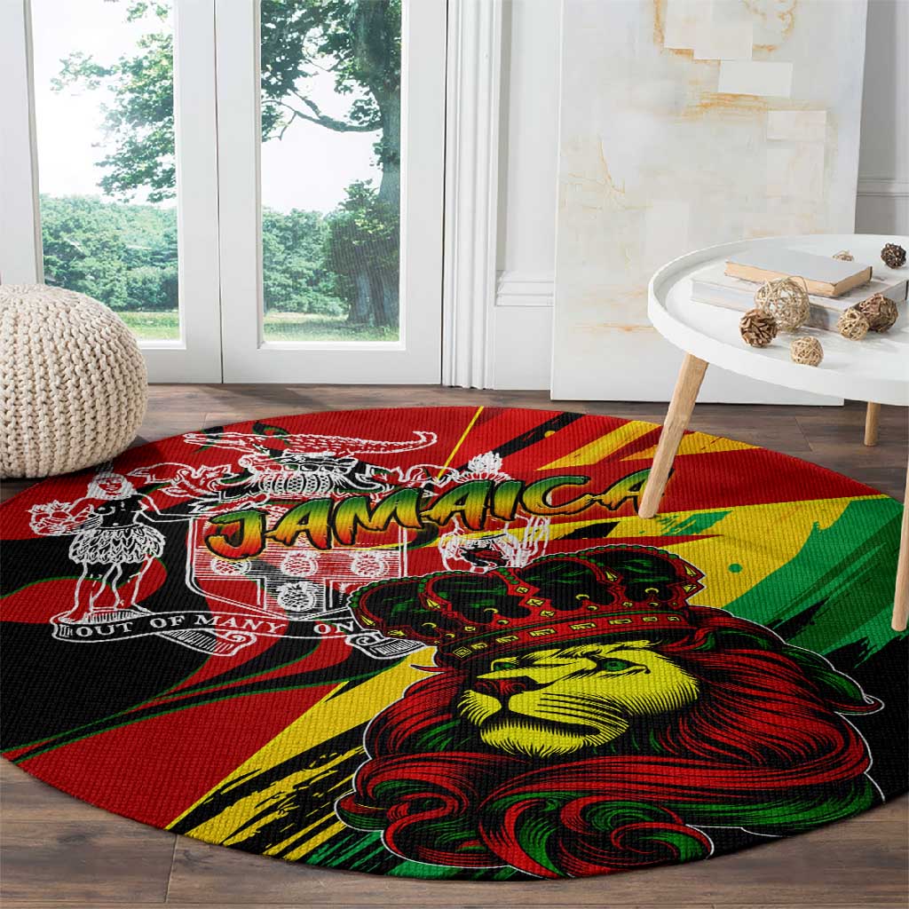 Afro Jamaica Lion Round Carpet Coat Of Arms Rastafarianism