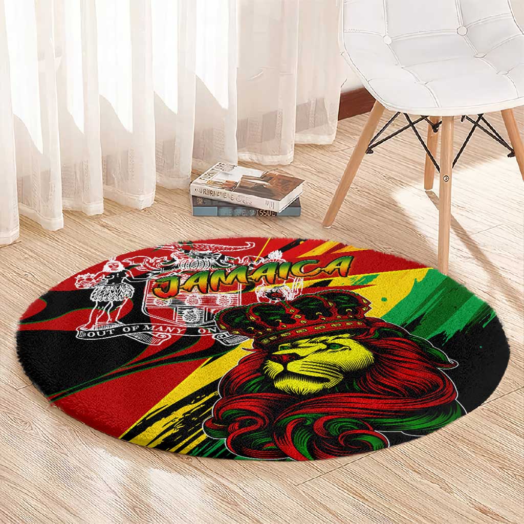 Afro Jamaica Lion Round Carpet Coat Of Arms Rastafarianism
