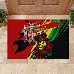 Afro Jamaica Lion Rubber Doormat Coat Of Arms Rastafarianism