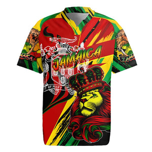 Afro Jamaica Lion Rugby Jersey Coat Of Arms Rastafarianism