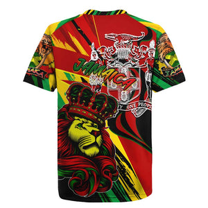 Afro Jamaica Lion Rugby Jersey Coat Of Arms Rastafarianism