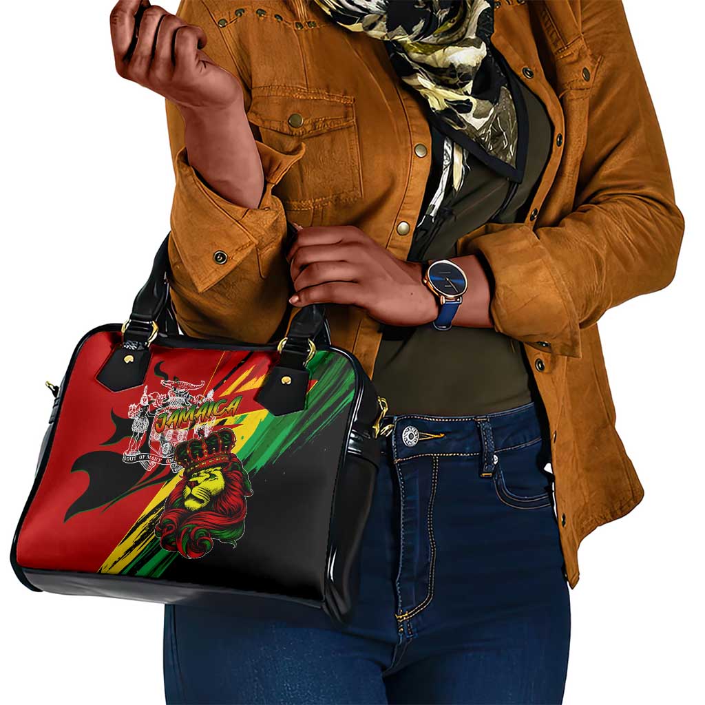 Afro Jamaica Lion Shoulder Handbag Coat Of Arms Rastafarianism