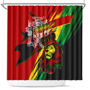 Afro Jamaica Lion Shower Curtain Coat Of Arms Rastafarianism