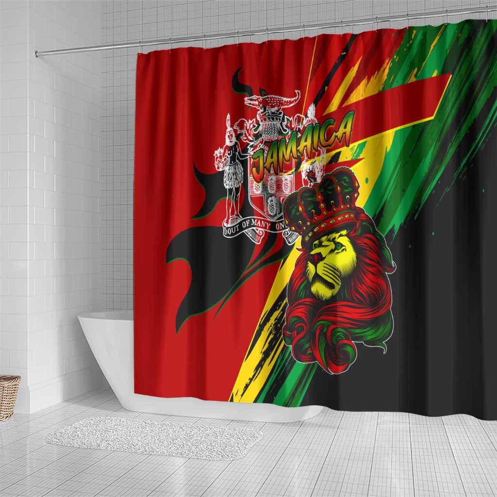 Afro Jamaica Lion Shower Curtain Coat Of Arms Rastafarianism