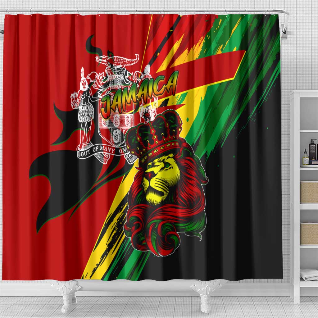 Afro Jamaica Lion Shower Curtain Coat Of Arms Rastafarianism