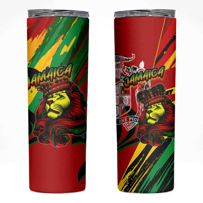 Afro Jamaica Lion Skinny Tumbler Coat Of Arms Rastafarianism