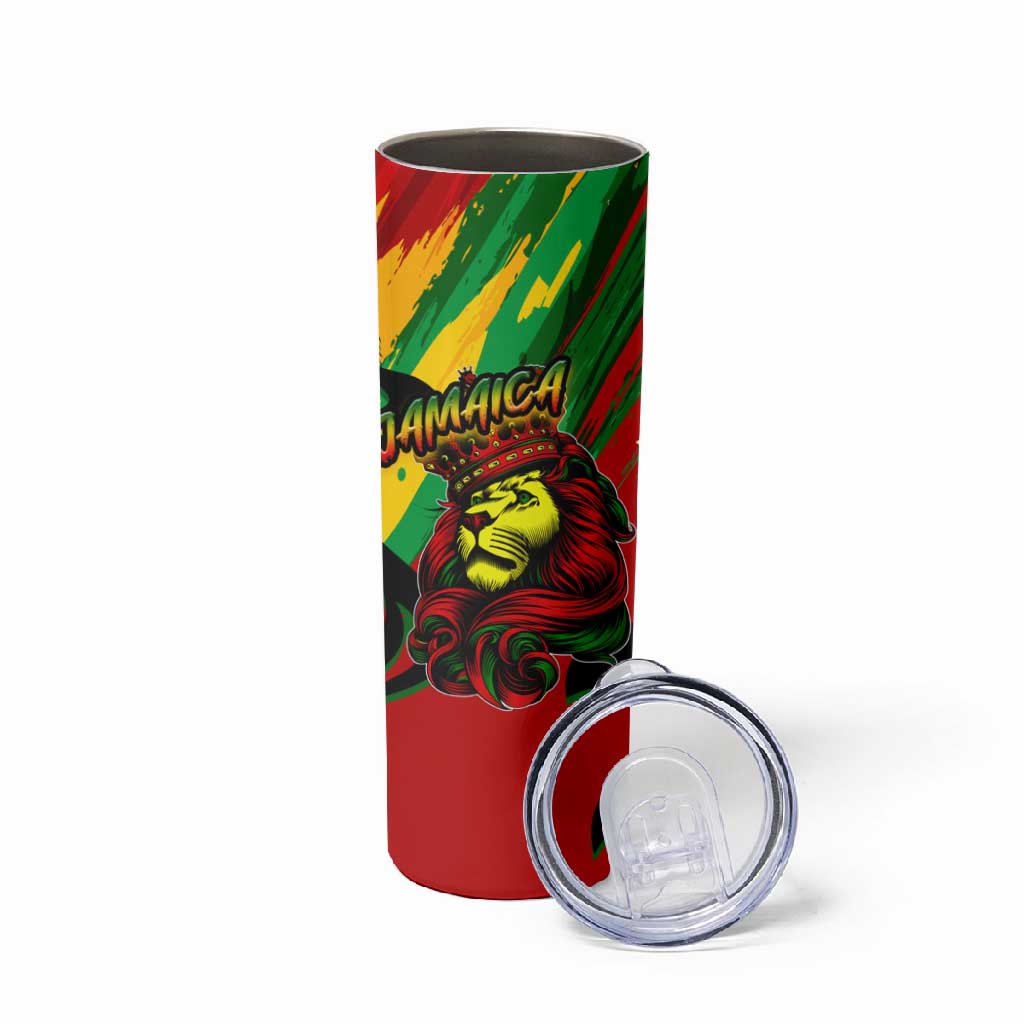 Afro Jamaica Lion Skinny Tumbler Coat Of Arms Rastafarianism