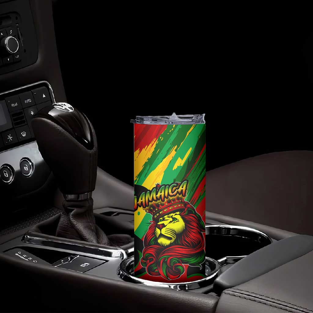 Afro Jamaica Lion Skinny Tumbler Coat Of Arms Rastafarianism
