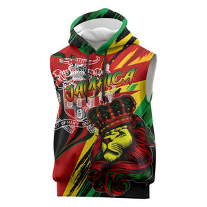 Afro Jamaica Lion Sleeveless Hoodie Coat Of Arms Rastafarianism - African Pride