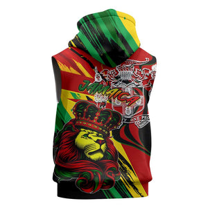 Afro Jamaica Lion Sleeveless Hoodie Coat Of Arms Rastafarianism - African Pride