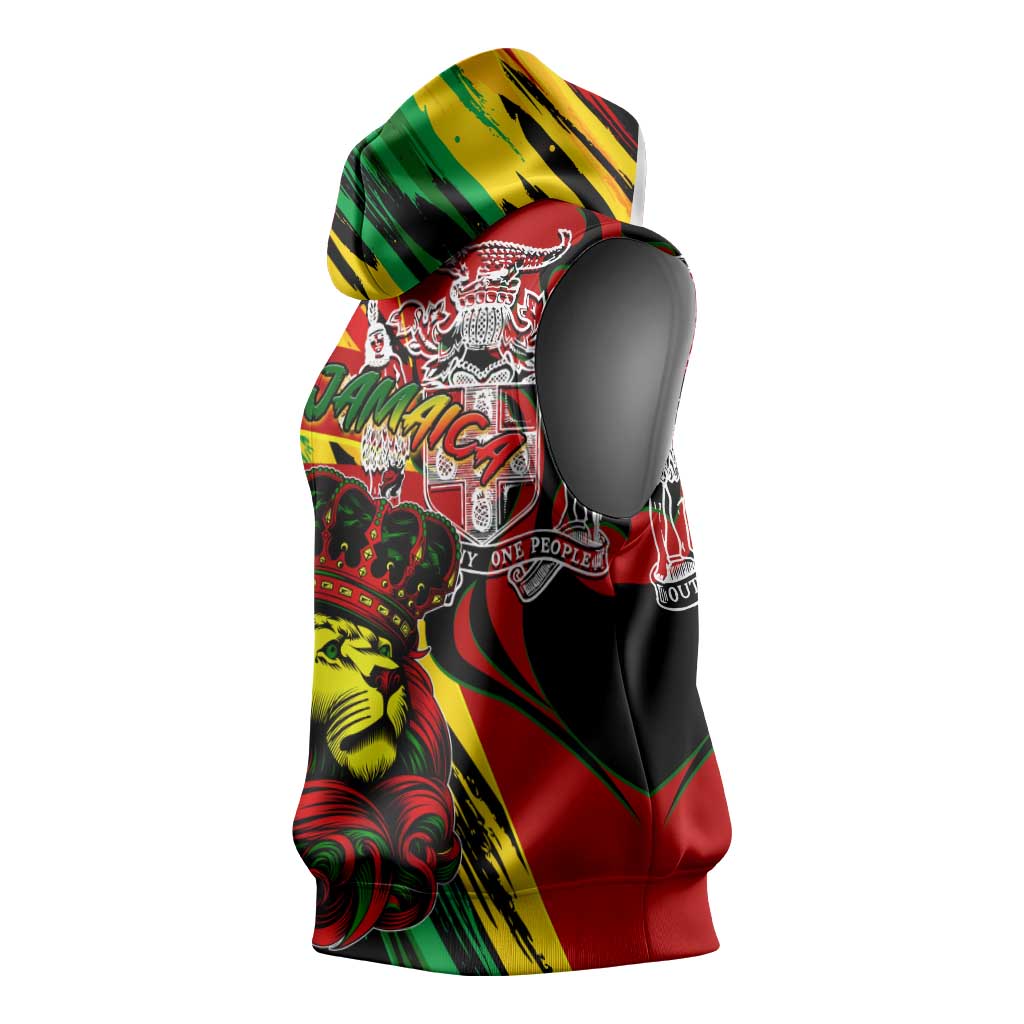 Afro Jamaica Lion Sleeveless Hoodie Coat Of Arms Rastafarianism - African Pride