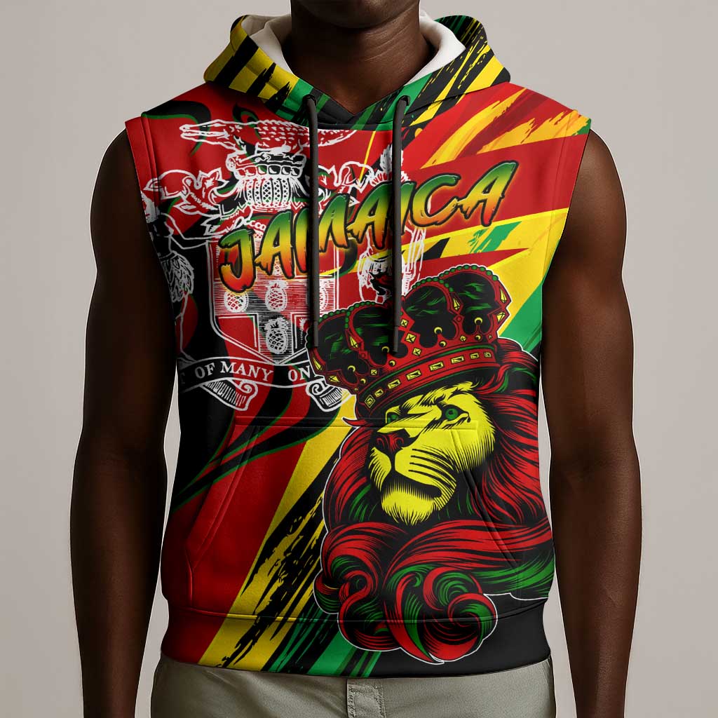 Afro Jamaica Lion Sleeveless Hoodie Coat Of Arms Rastafarianism - African Pride