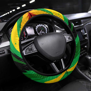 Afro Jamaica Lion Steering Wheel Cover Coat Of Arms Rastafarianism