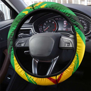 Afro Jamaica Lion Steering Wheel Cover Coat Of Arms Rastafarianism