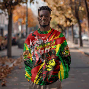 Afro Jamaica Lion Sweatshirt Coat Of Arms Rastafarianism