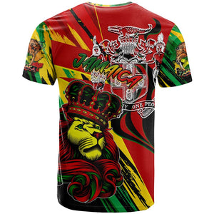Afro Jamaica Lion T shirt Coat Of Arms Rastafarianism