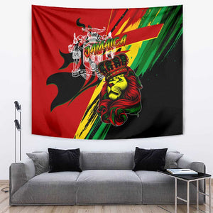 Afro Jamaica Lion Tapestry Coat Of Arms Rastafarianism