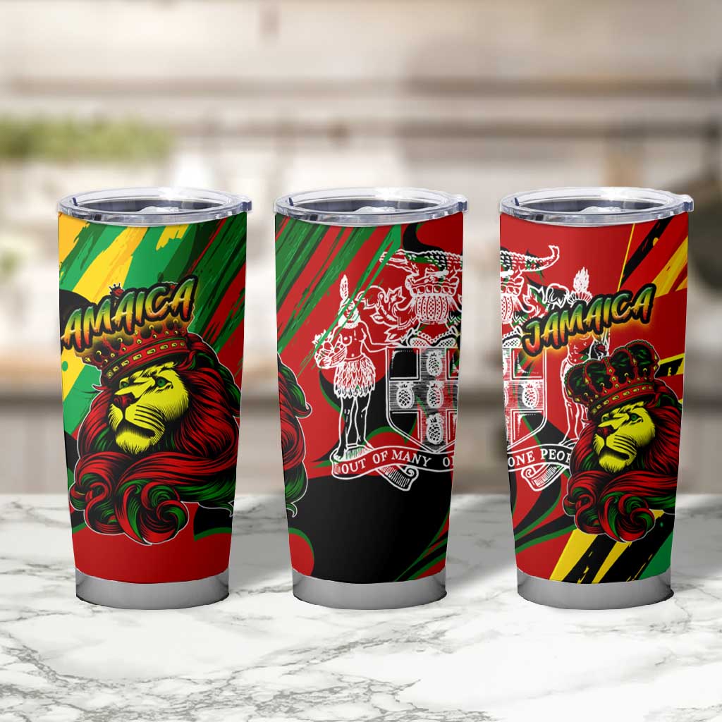 Afro Jamaica Lion Tumbler Cup Coat Of Arms Rastafarianism