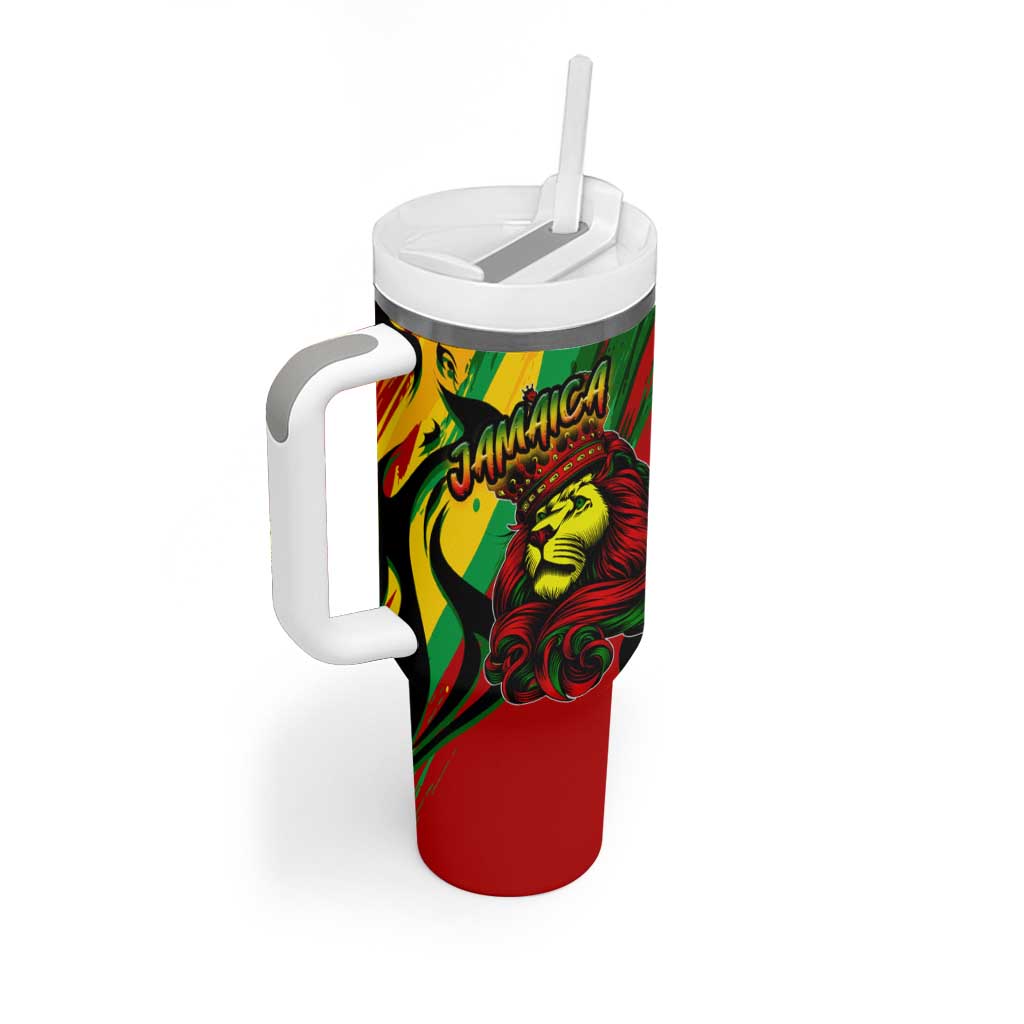 Afro Jamaica Lion Tumbler With Handle Coat Of Arms Rastafarianism