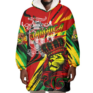 Afro Jamaica Lion Wearable Blanket Hoodie Coat Of Arms Rastafarianism