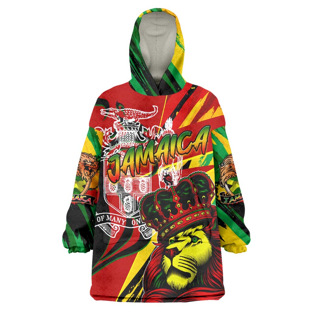 Afro Jamaica Lion Wearable Blanket Hoodie Coat Of Arms Rastafarianism