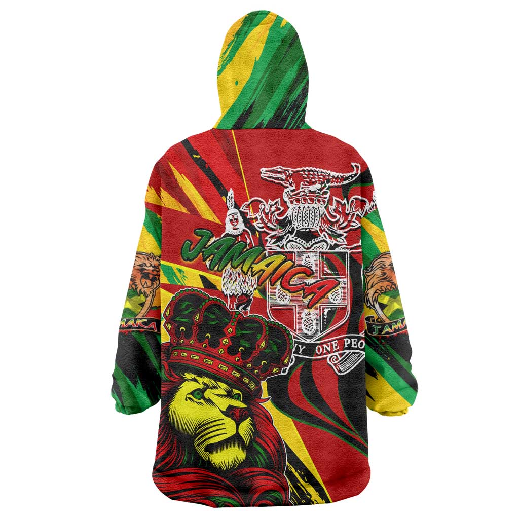 Afro Jamaica Lion Wearable Blanket Hoodie Coat Of Arms Rastafarianism