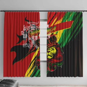 Afro Jamaica Lion Window Curtain Coat Of Arms Rastafarianism