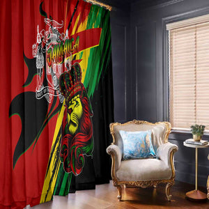 Afro Jamaica Lion Window Curtain Coat Of Arms Rastafarianism