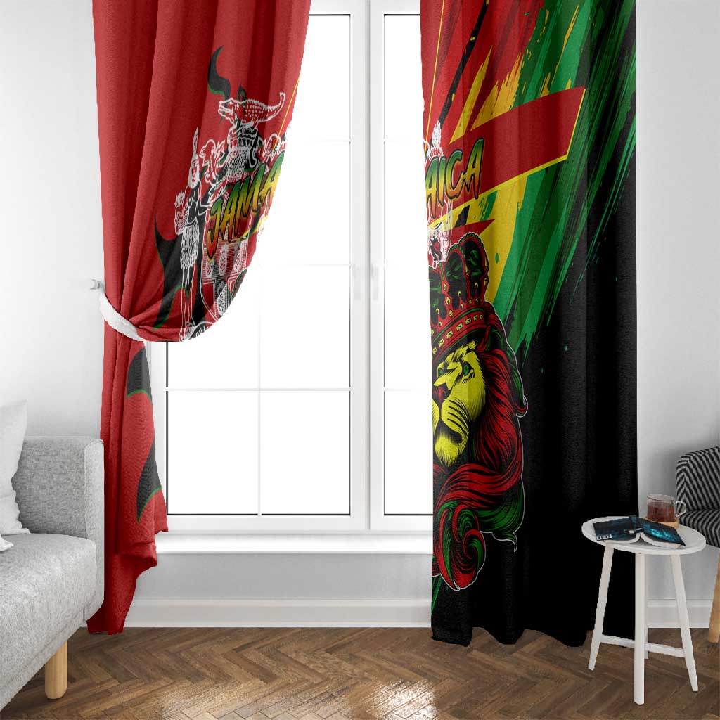 Afro Jamaica Lion Window Curtain Coat Of Arms Rastafarianism