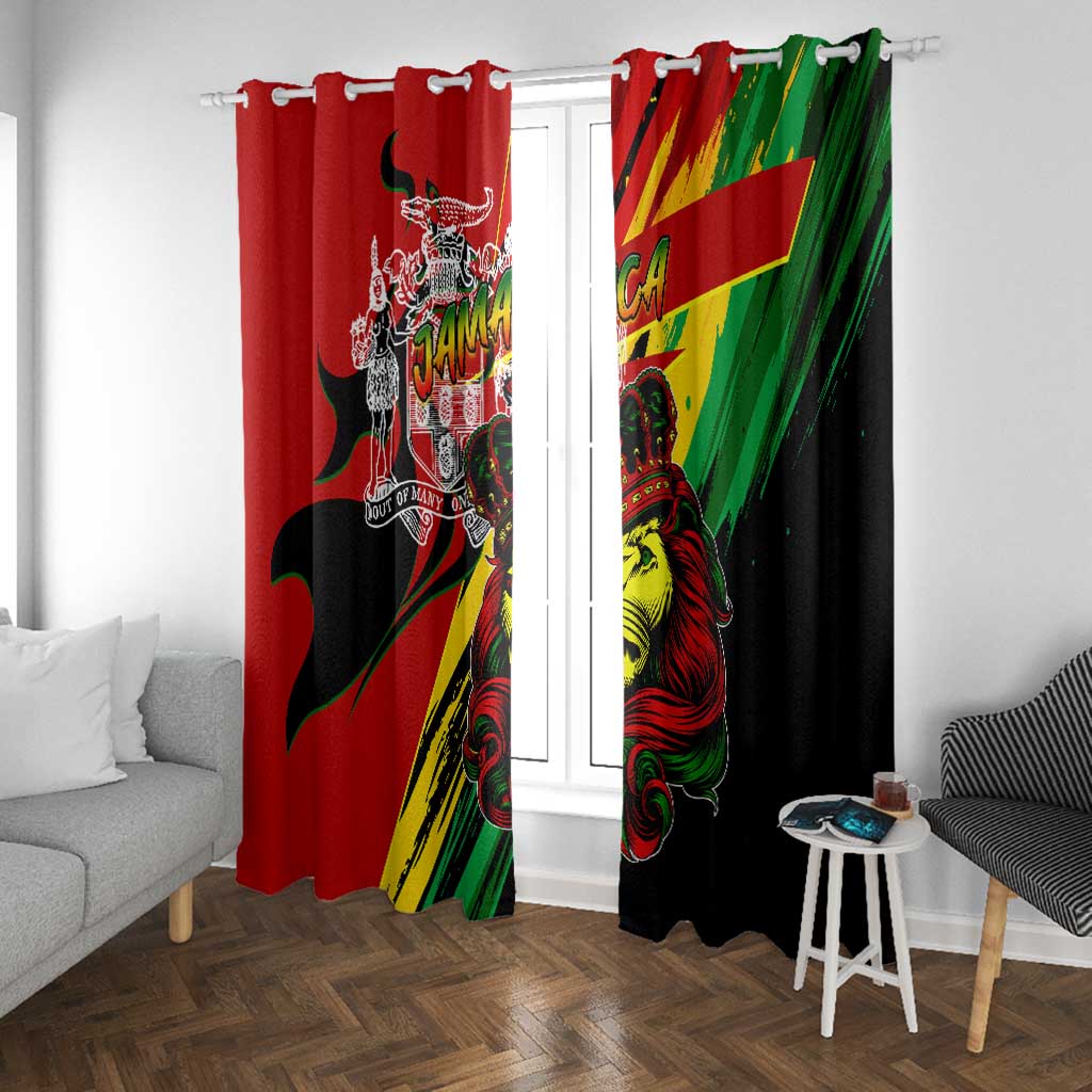 Afro Jamaica Lion Window Curtain Coat Of Arms Rastafarianism