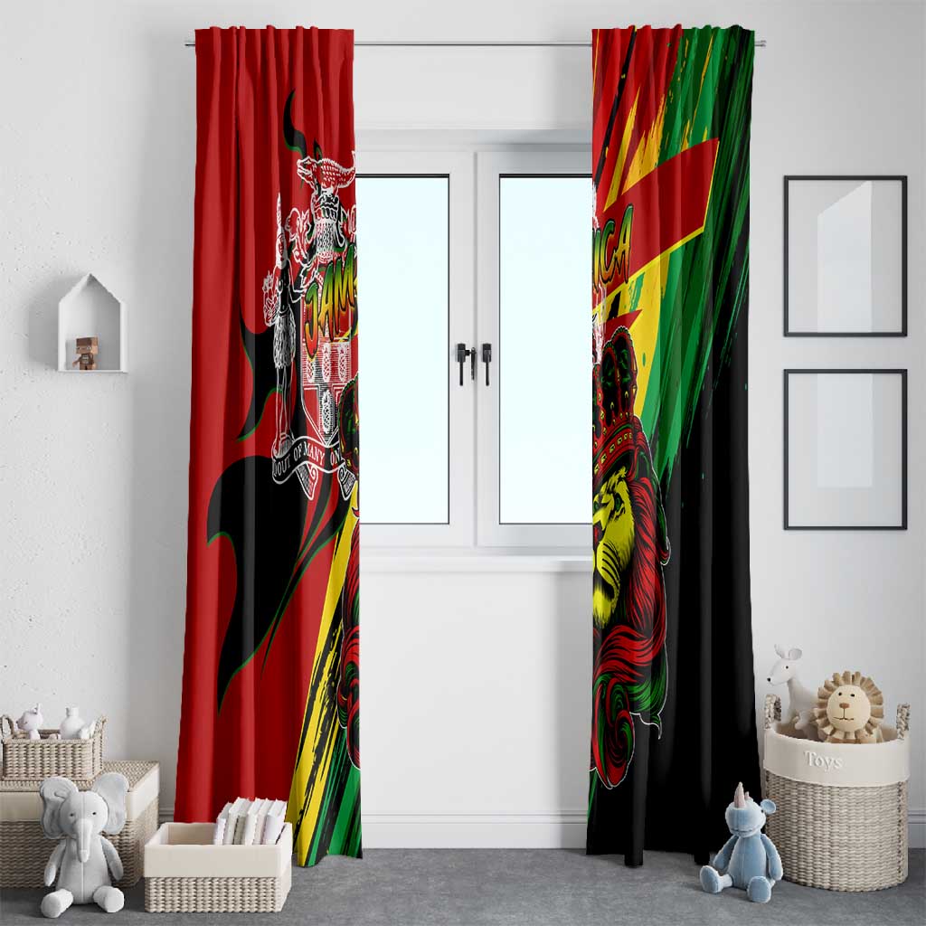 Afro Jamaica Lion Window Curtain Coat Of Arms Rastafarianism