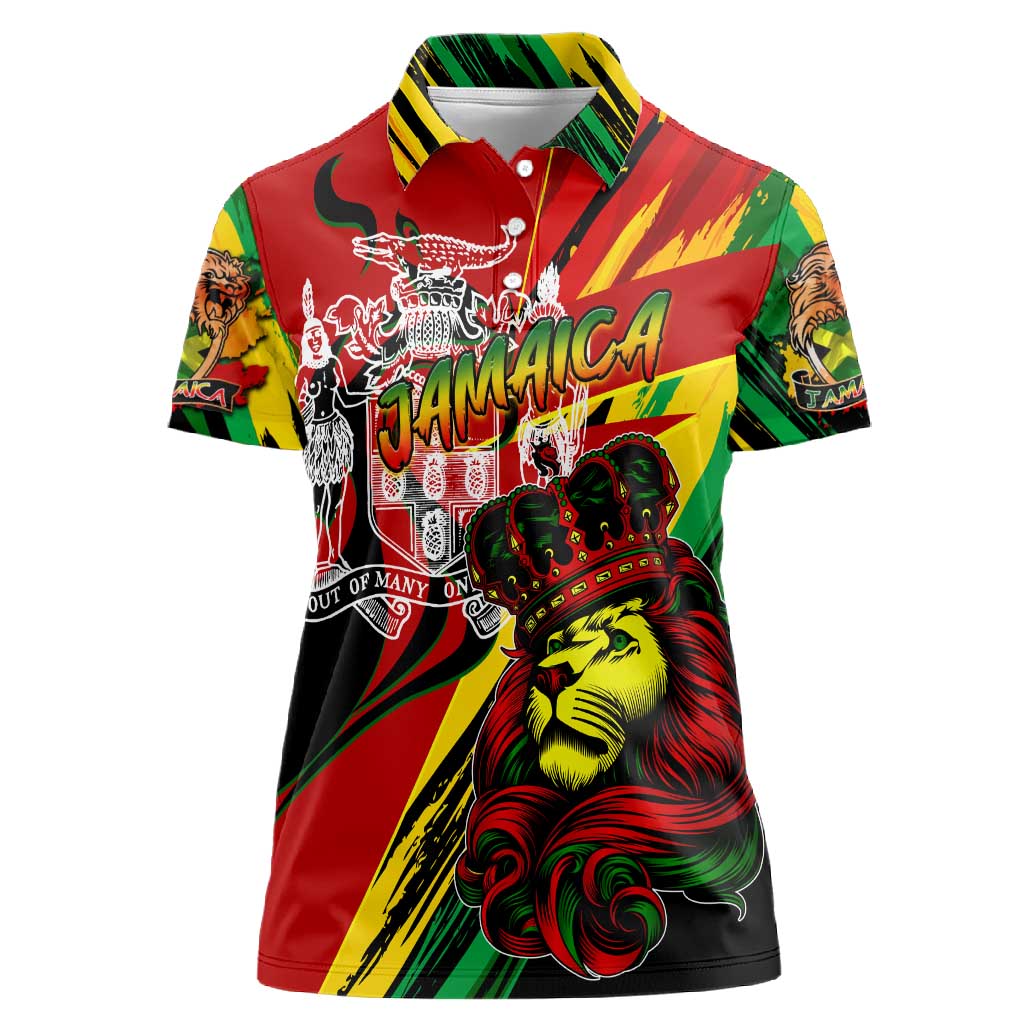 Afro Jamaica Lion Women Polo Shirt Coat Of Arms Rastafarianism